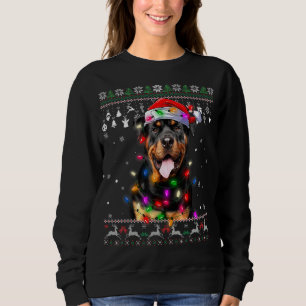 Rottweiler Santa Hat Christmas Tree Lights Xmas Ug Sweatshirt