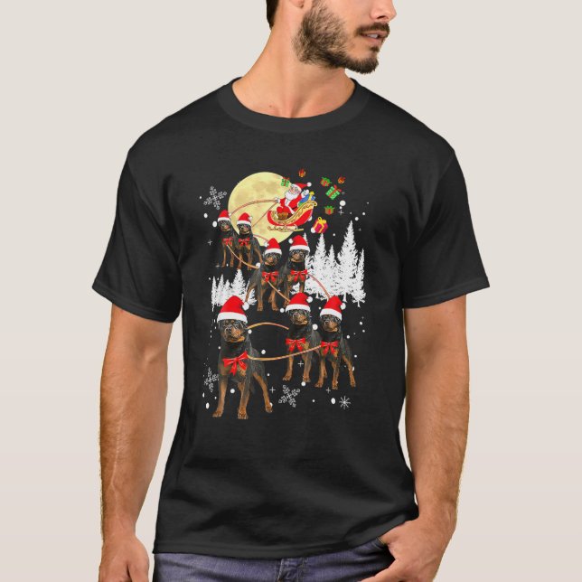 Rottweiler Santa Merry Xmas Christmas Pajama Dog L T-Shirt (Front)