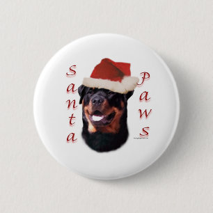 Rottweiler Santa Paws 6 Cm Round Badge