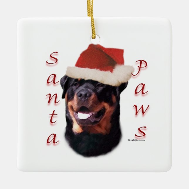 Rottweiler Santa Paws Ceramic Ornament (Front)