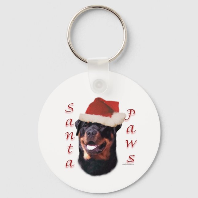 Rottweiler Santa Paws Key Ring (Front)