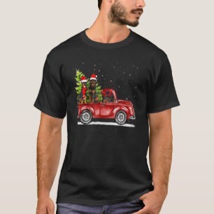 Rottweiler Santa Reindeer Red Truck Snow Christmas T-Shirt