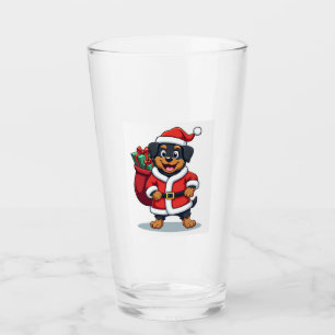 Rottweiler Santa�s Helper Glass