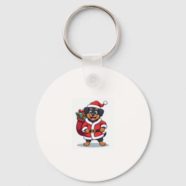 Rottweiler Santa�s Helper Key Ring (Front)
