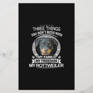 Rottweiler Shirt Three Things You Dont Mess Stationery