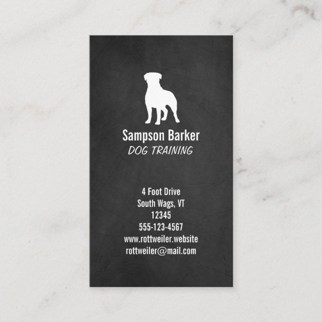 Rottweiler Silhouette | Chalkboard Style | Rottie Business Card (Front)