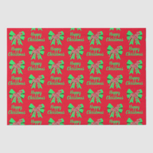 Rottweiler Silhouette Red Christmas Dog &Green Bow Tissue Paper