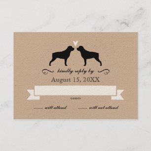 Rottweiler Silhouettes Wedding Reply RSVP Card