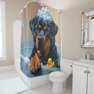 Rottweiler Sloppy Sleepy Cute Funny Shower Curtain
