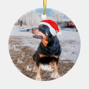 Rottweiler Snow Christmas Holiday Ornament