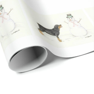 Rottweiler Snowman Dog ArtChristmas Wrapping Paper
