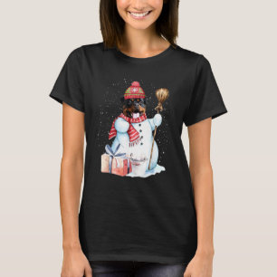 Rottweiler Snowman Snow Night Christmas Dog Owner T-Shirt