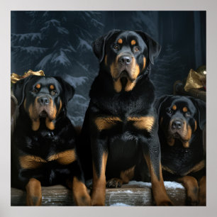 Rottweiler Snowy Sleigh Christmas Decor 