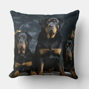Rottweiler Snowy Sleigh Christmas Decor  Cushion