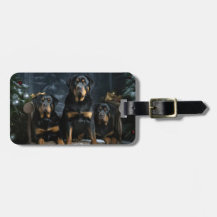Rottweiler Snowy Sleigh Christmas Decor Luggage Tag