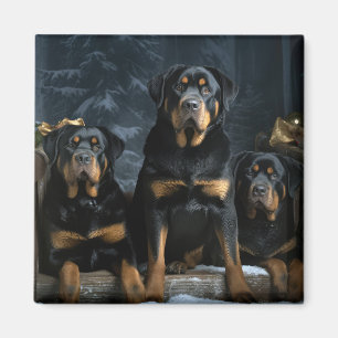 Rottweiler Snowy Sleigh Christmas Decor Magnet
