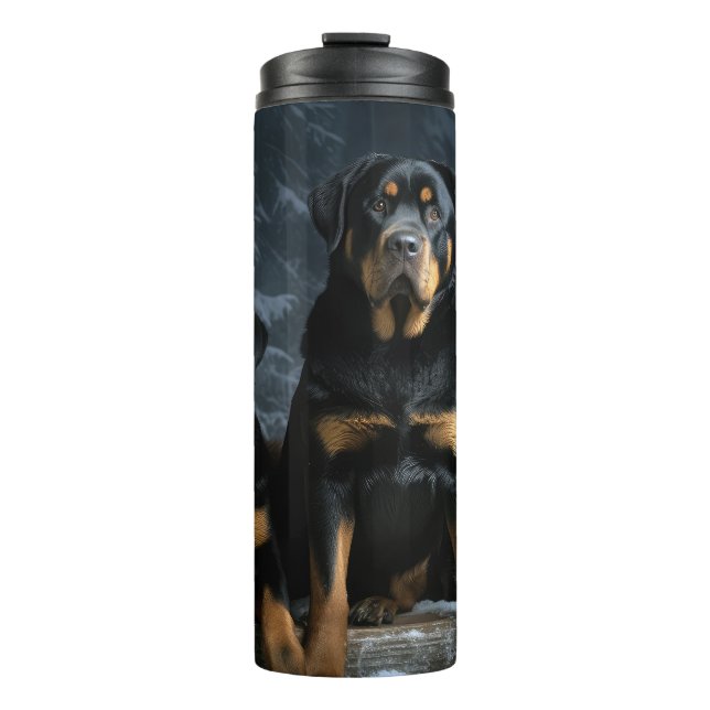 Rottweiler Snowy Sleigh Christmas Decor  Thermal Tumbler (Front)