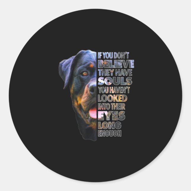 Rottweiler Soul I Love Rotties Dog Lover Classic Round Sticker (Front)