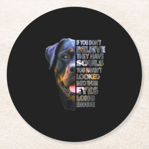Rottweiler Soul I Love Rotties Dog Lover Round Paper Coaster
