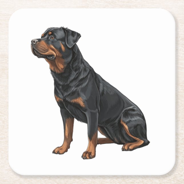Rottweiler Square Paper Coaster (Front)
