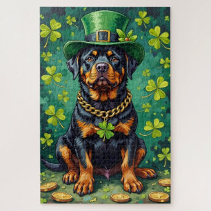 Rottweiler St Patrick’s Day Lucky Dog Jigsaw Puzzle