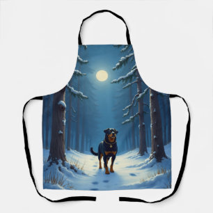 Rottweiler Starry Forest Hike Christmas Painting Apron