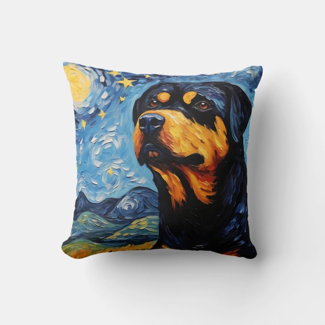 Rottweiler Starry Night Cushion (Front)