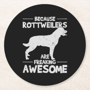 Rottweiler T-Shirt Copy Round Paper Coaster