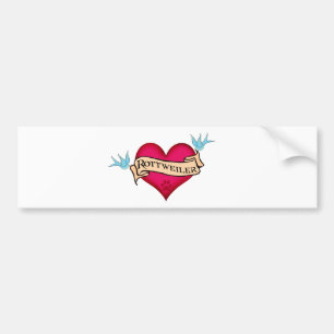 Rottweiler Tattoo Heart Bumper Sticker