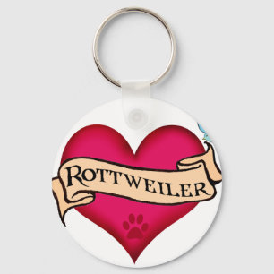 Rottweiler Tattoo Heart Key Ring