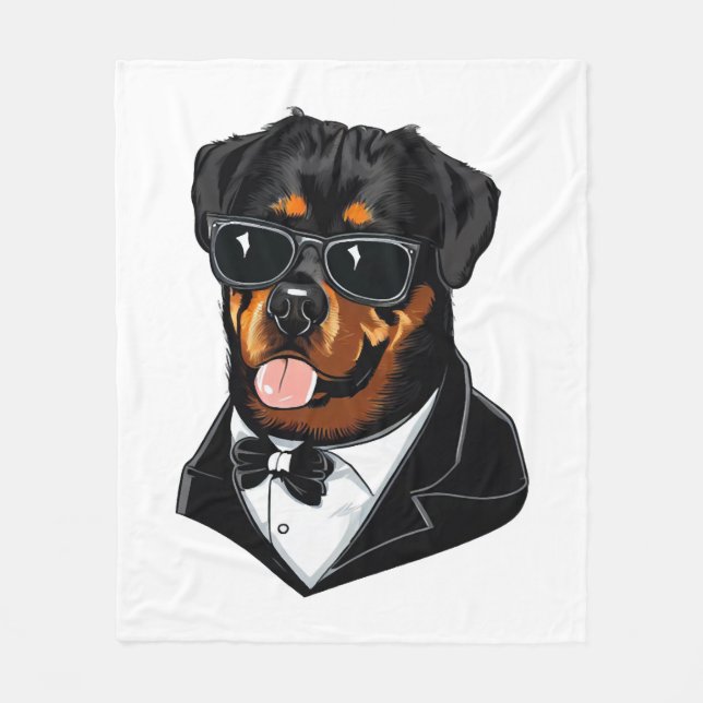 Rottweiler The Bodyguard Fleece Blanket (Front)