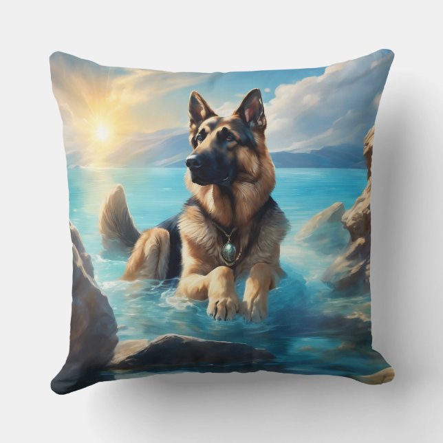 Rottweiler Throw Pillow (Back)