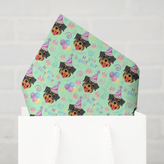 Rottweiler Tissue Paper in Green (Gift Bag)