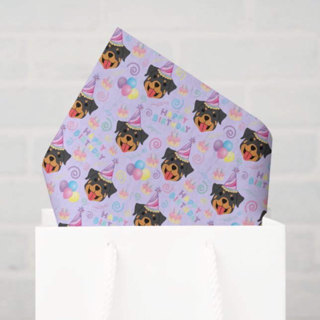 Rottweiler Tissue Paper in Purple (Gift Bag)