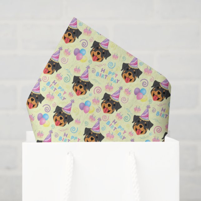 Rottweiler Tissue Paper in Yellow (Gift Bag)