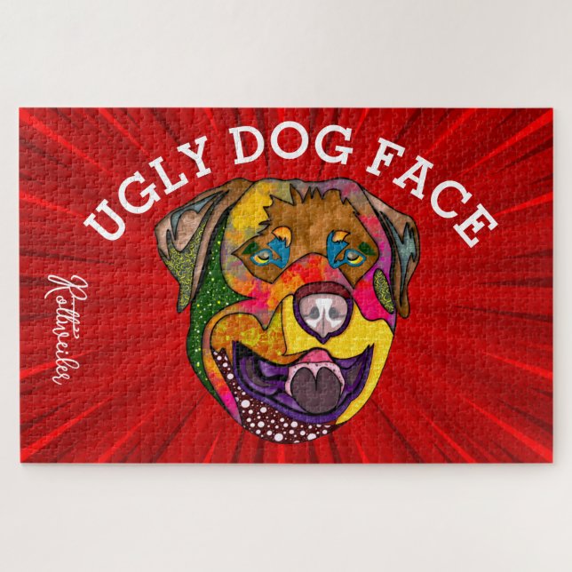 Rottweiler ugly dog face 1000 piece  jigsaw puzzle (Horizontal)