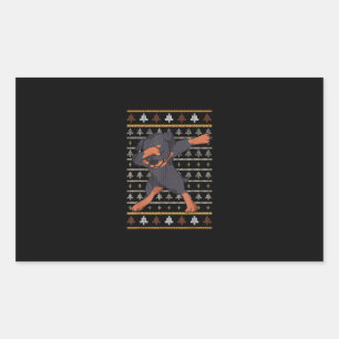 Rottweiler Ugly Sweater Christmas Dog Dab Dance Rectangular Sticker