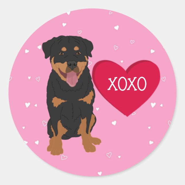 Rottweiler Valentines Day Classic Round Sticker (Front)