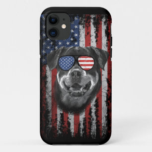 rottweiler vintage american flag iPhone 11 case