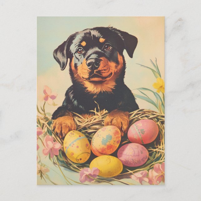 Rottweiler Vintage Easter Postcard (Front)