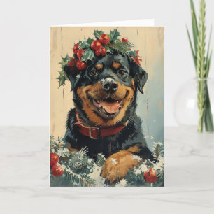 Rottweiler vintage personalised Christmas  Holiday Card