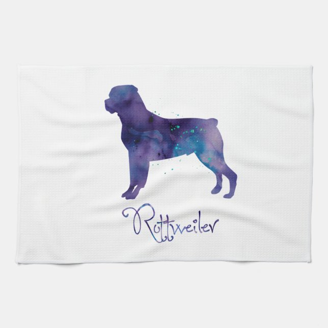 Rottweiler Watercolor Tea Towel (Horizontal)