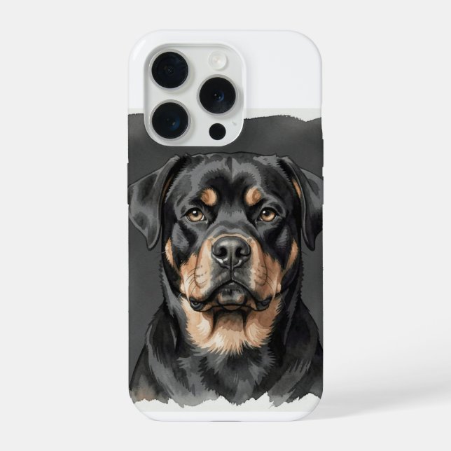 Rottweiler Watercolour Portrait iPhone Case (Back)