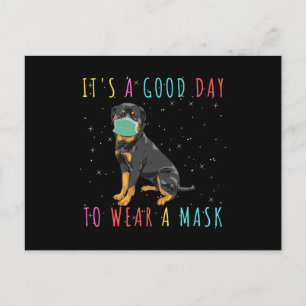 Rottweiler Wear A Mask Funny Its A Good Day To Wea Holiday Postcard