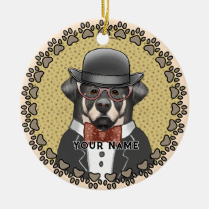 Rottweiler Wearing Glasses Ceramic Ornament