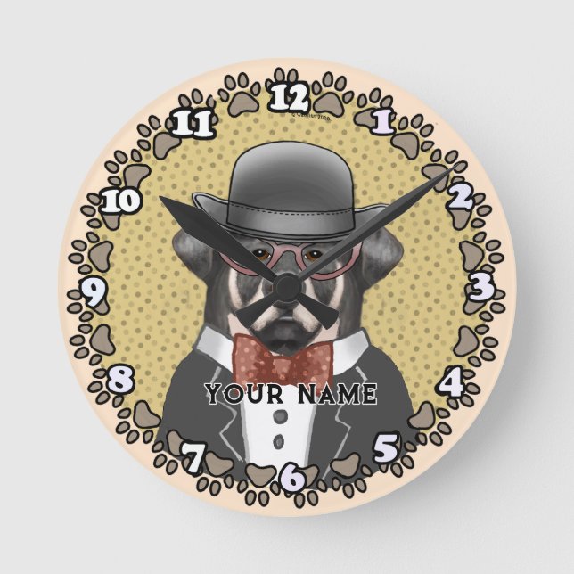 Rottweiler Wearing Glasses clock (Front)