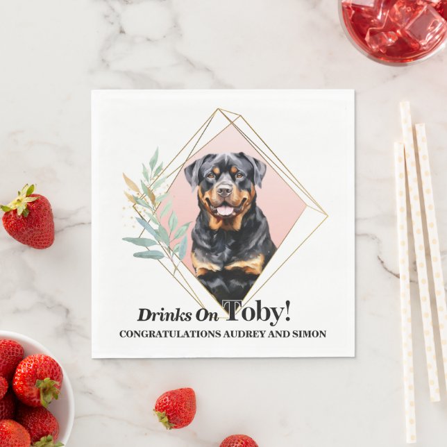 Rottweiler Wedding Napkins With Dogs Photo (Insitu)