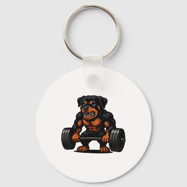 Rottweiler Weightlifting Bodybuilder Workout Gym D Key Ring (Front)