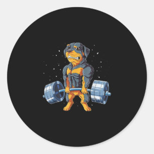 Rottweiler Weightlifting Funny Deadlift Men Fitnes Classic Round Sticker