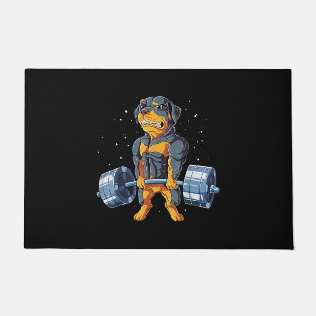 Rottweiler Weightlifting Funny Deadlift Men Fitnes Doormat (Front)